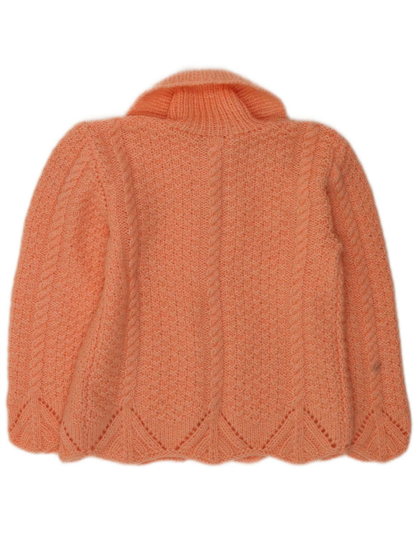 Maglione cardigan da donna vintage UK 14 arancione medio