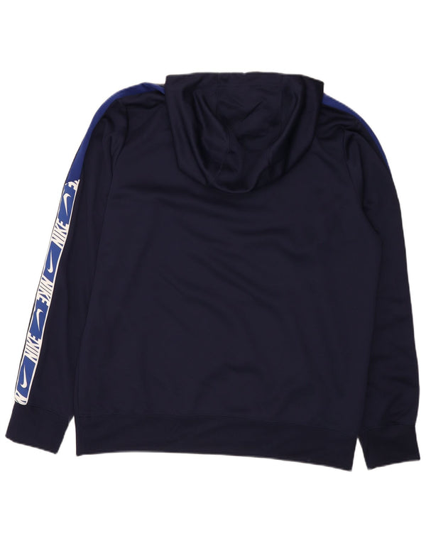 Felpa con cappuccio grafica Nike da uomo, grande, in poliestere color block blu navy