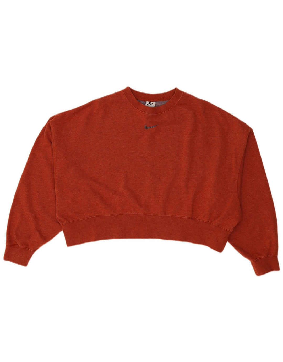 Felpa corta oversize da donna Nike, maglione UK 10, piccolo cotone arancione
