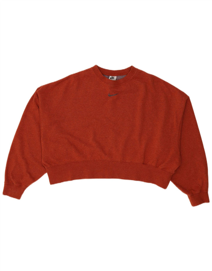 Felpa corta oversize da donna Nike, maglione UK 10, piccolo cotone arancione