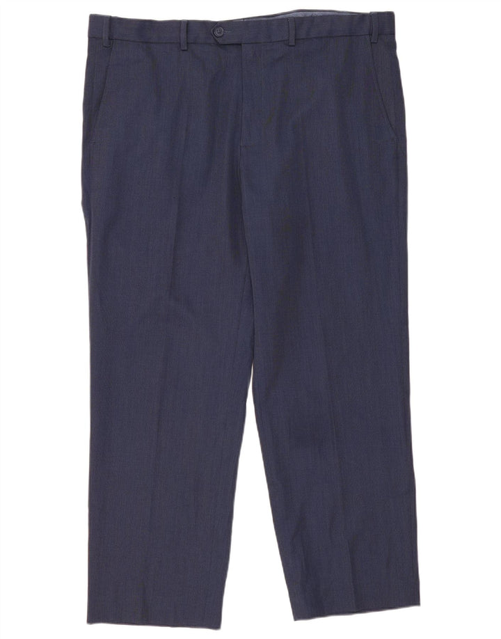Pantaloni da abito dritti da uomo Marks & Spencer W40 L29 poliestere blu navy