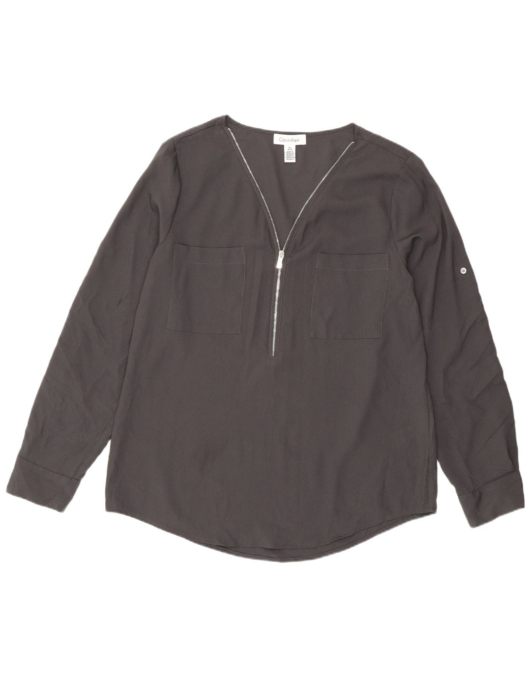Camicetta a maniche lunghe da donna Calvin Klein Top UK 14 Poliestere grigio medio