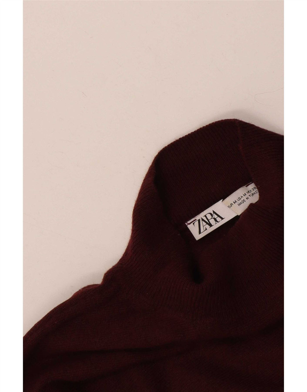 Maglione maglione oversize con collo dolcevita da donna Zara UK 14 Bordeaux medio