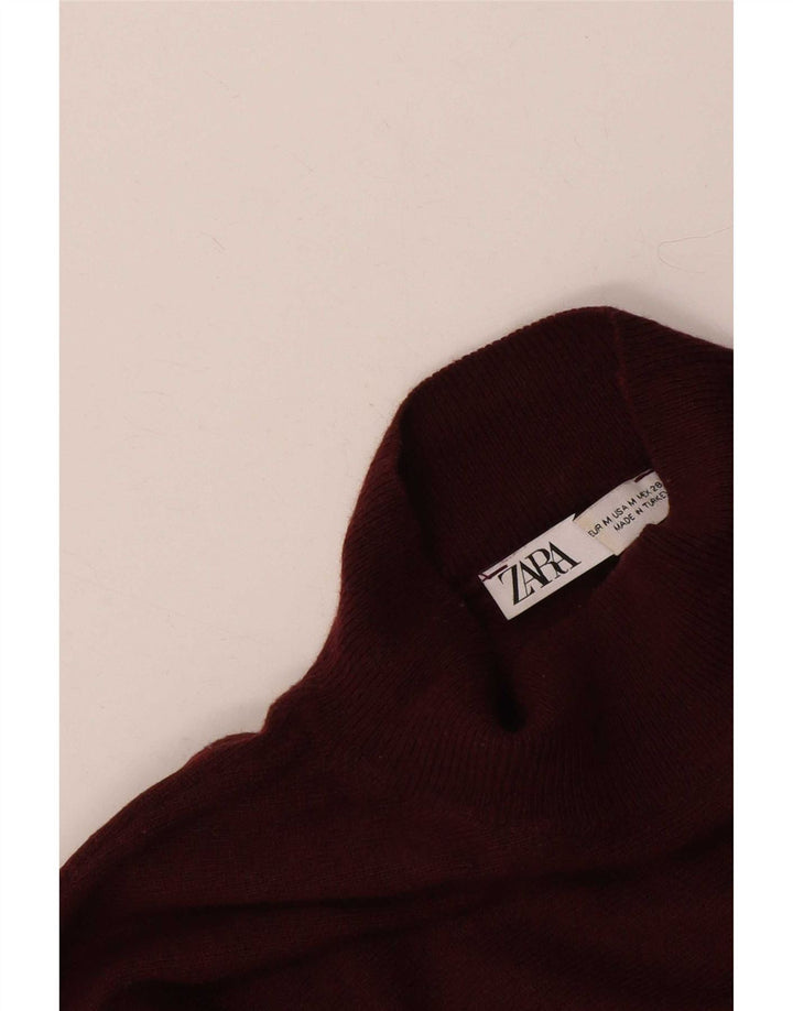 Maglione maglione oversize con collo dolcevita da donna Zara UK 14 Bordeaux medio