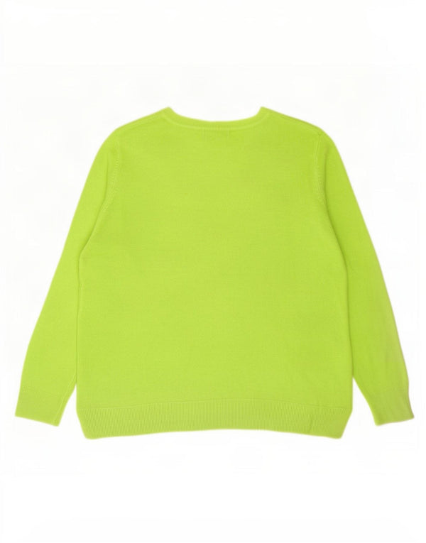 Marks & Spencer Womens Boat Neck Jumper Sweater UK 16 Large Green Acrylic
