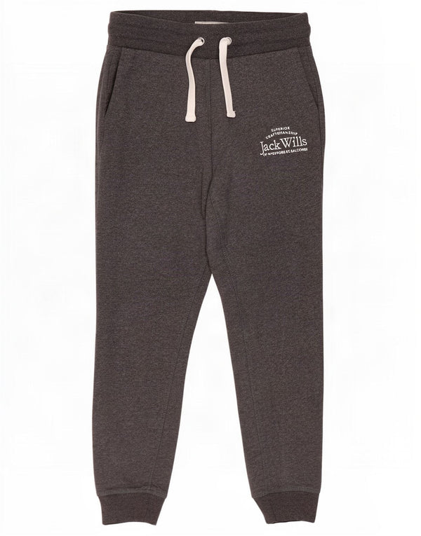 Jack Wills Womens Graphic Tracksuit Trousers Joggers UK 8 Small Grey Cotton