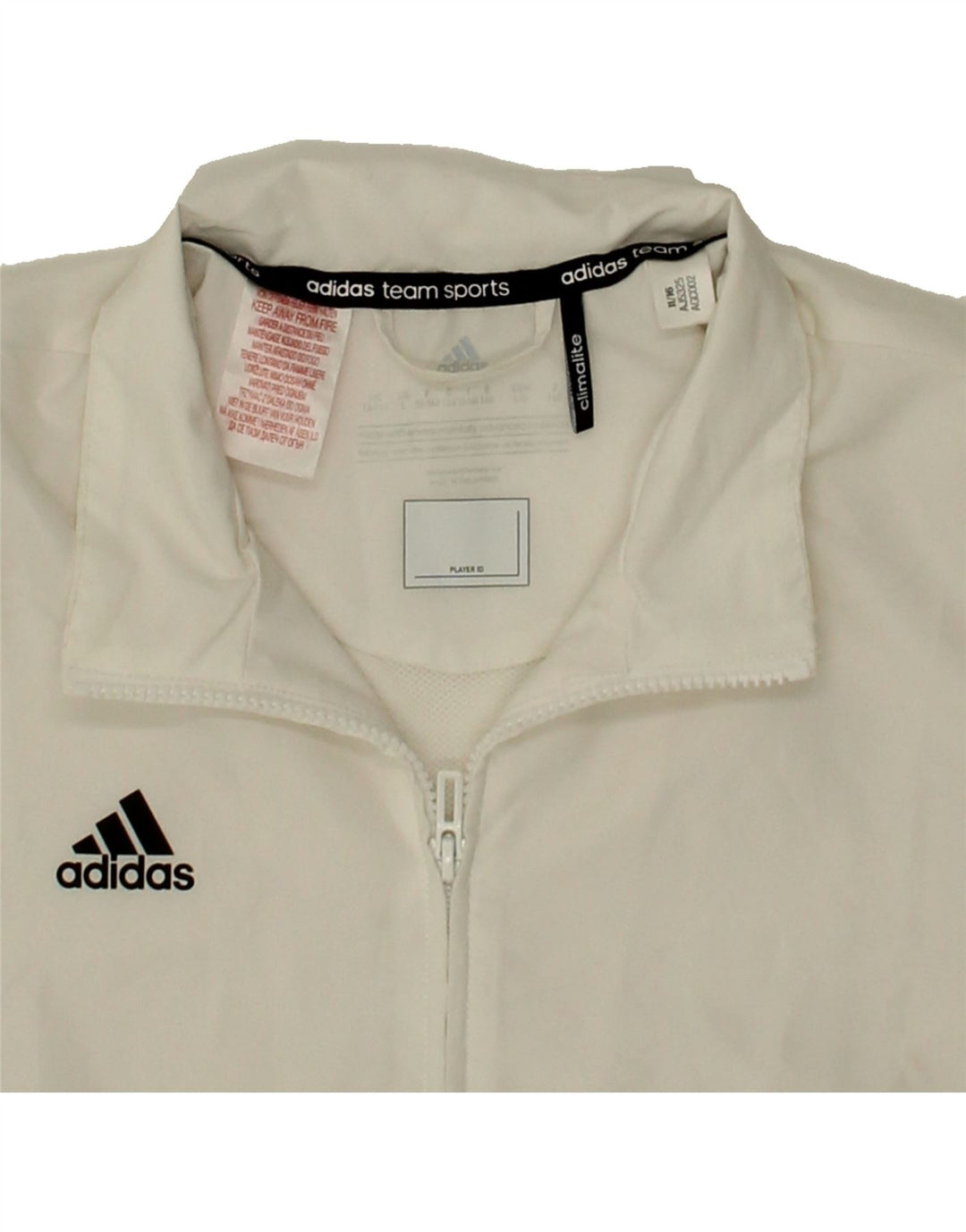 ADIDAS Boys Climalite Tracksuit Top Jacket 13-14 Years White Polyester Vintage Adidas and Second-Hand Adidas from Messina Hembry 