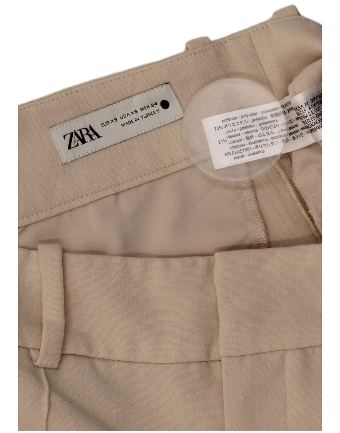 Pantaloni chino slim fit da donna Zara XS Beige poliestere