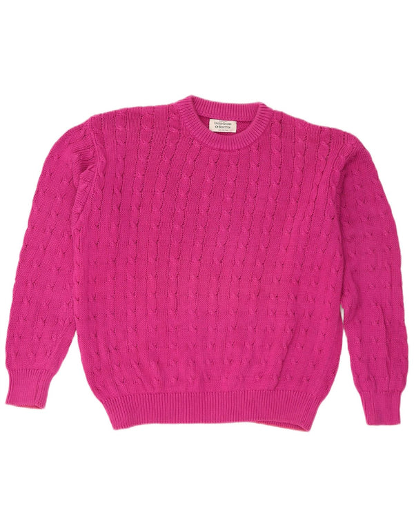 Maglione maglione girocollo da donna vestibilità ampia Benetton IT 48 XL cotone rosa