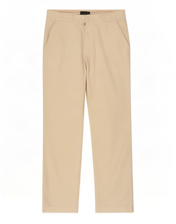 Pantaloni chino dritti da uomo Zara EU 44 Large W34 L31 Lino bianco sporco