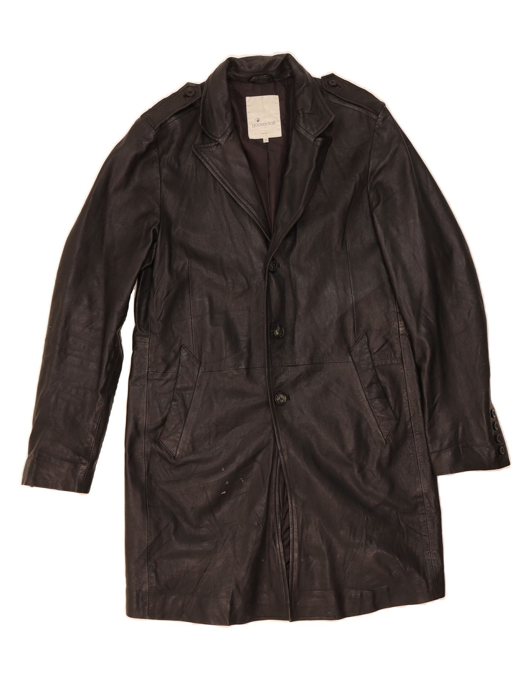 VINTAGE Mens Leather Coat UK 38 Medium Black Leather Vintage Vintage and Second-Hand Vintage from Messina Hembry 