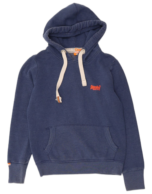 Felpa con cappuccio da donna Superdry UK 16 grande cotone blu navy