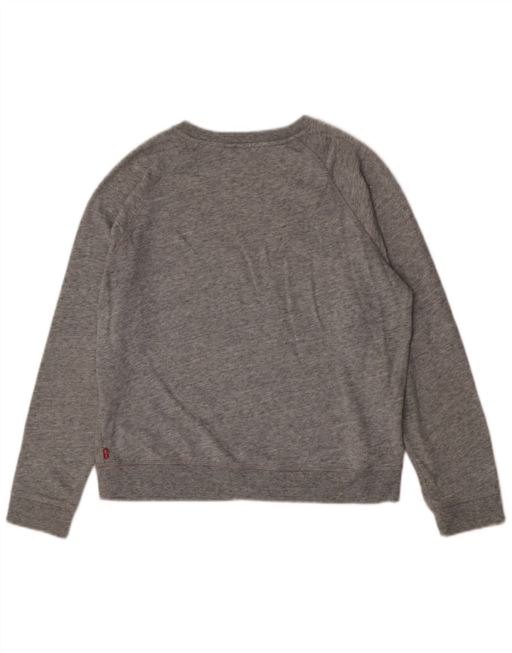 Levi's Felpa con grafica da donna Maglione UK 16 Large Grigio Cotone