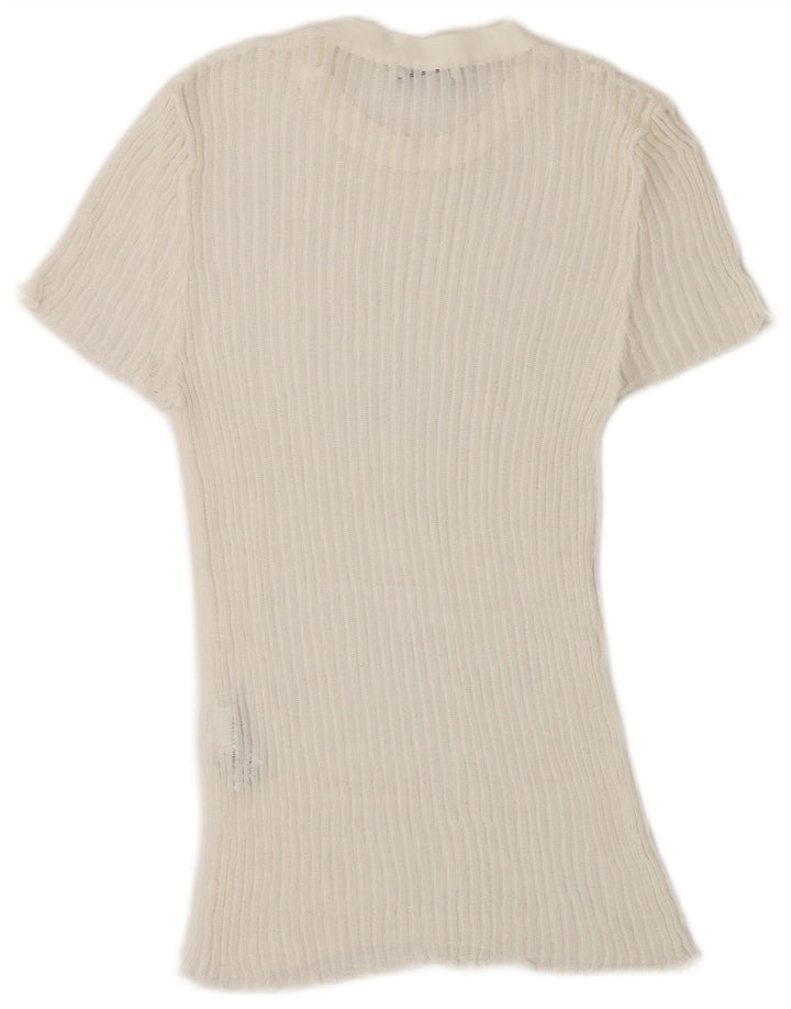 T-shirt Zara da donna Top UK 10 Small bianca in viscosa