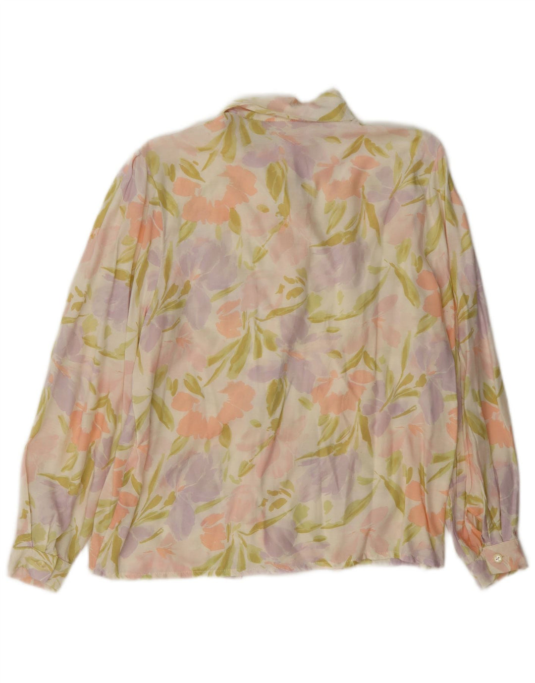 Camicetta camicia vintage da donna EU 42 grande viscosa floreale multicolore