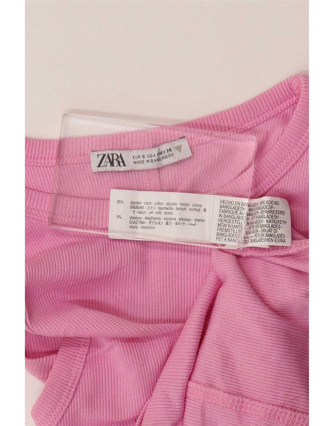 Canotta corta da donna Zara UK 8 piccola in cotone rosa