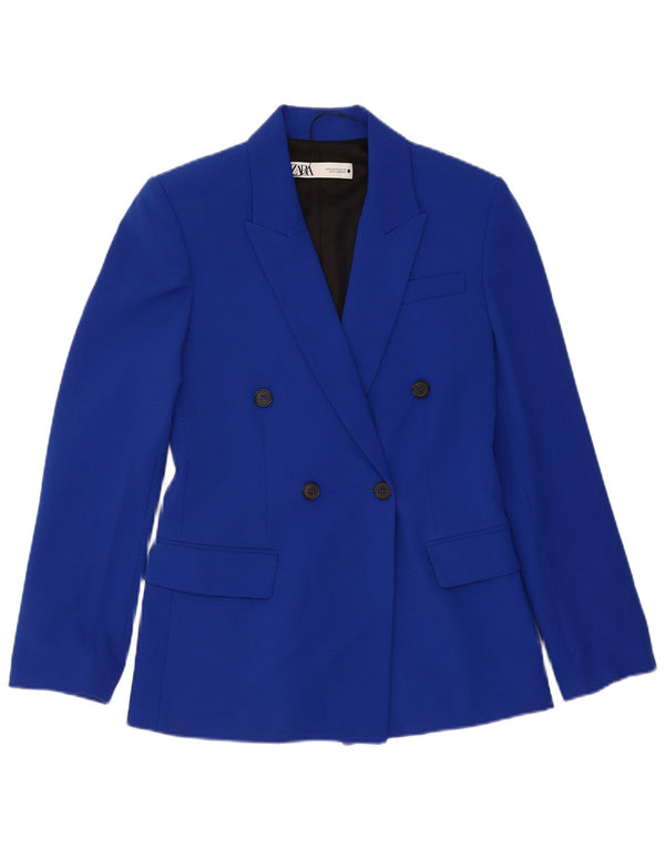 Giacca blazer doppiopetto vestibilità ampia da donna Zara UK 6 XS poliestere blu
