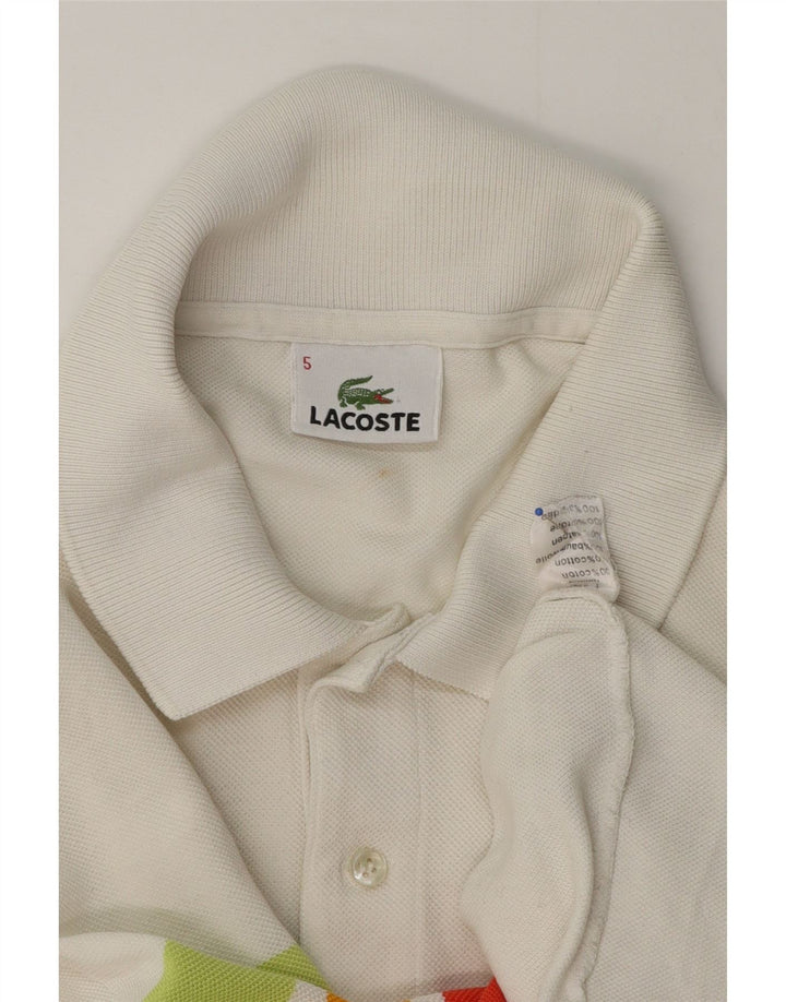 Polo da uomo Lacoste taglia 5 grande in cotone color block bianco