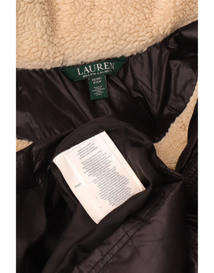 POLO RALPH LAUREN Cappotto imbottito con cappuccio da donna UK 6 XS Nero Nylon invernale