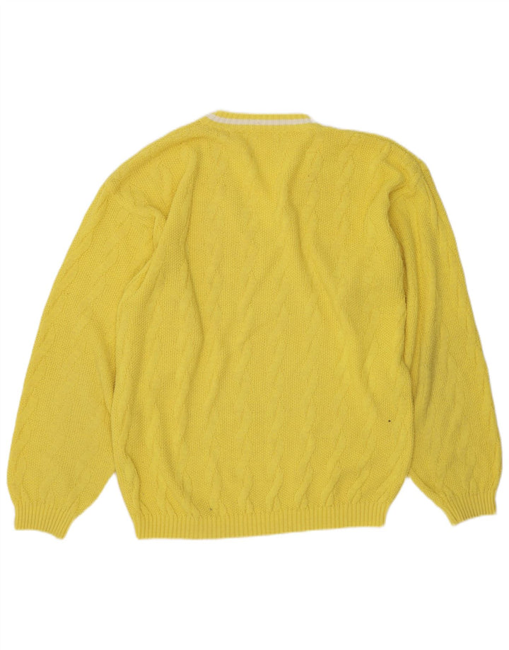 Maglione vintage da uomo con scollo a V IT 50/52 Poliacrilico giallo medio