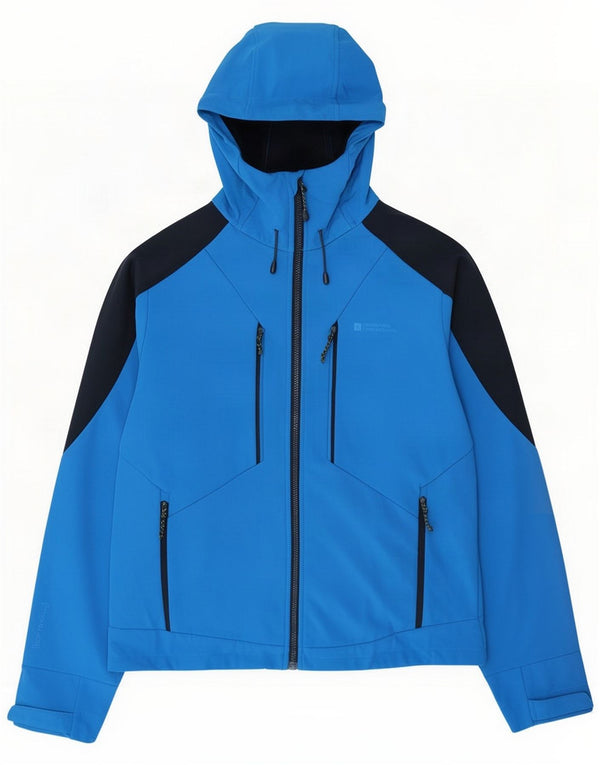 Giacca antipioggia da uomo con cappuccio Mountain Warehouse UK 38 Colorblock blu medio
