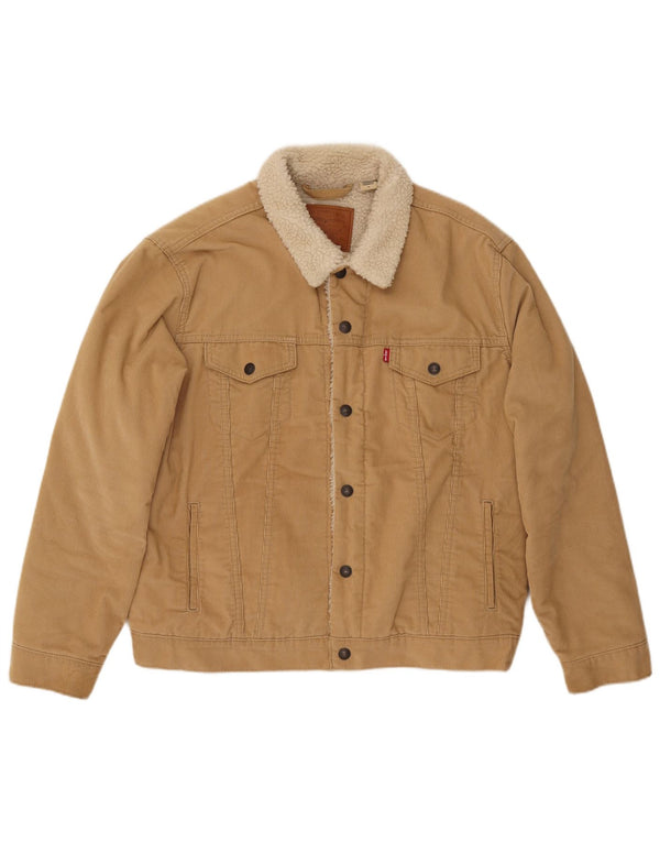 Giacca da uomo in velluto a coste Sherpa Levi's UK 40 grande in cotone beige
