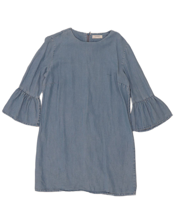 Abito in denim con maniche a 3/4 da donna Zara UK 14 Lyocell blu medio