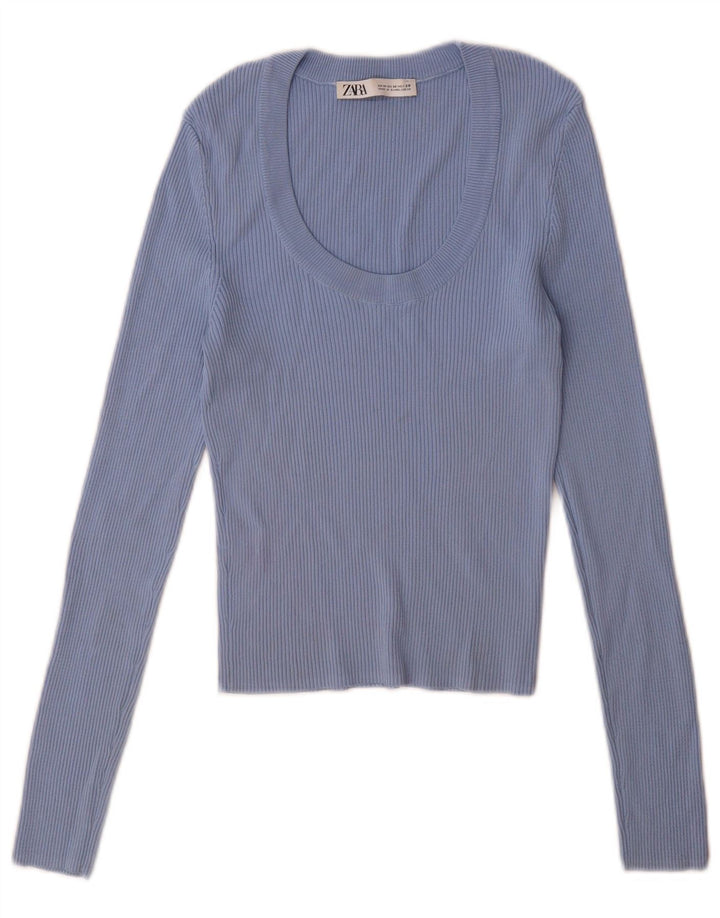 Top Zara da donna a maniche lunghe UK 12 blu medio