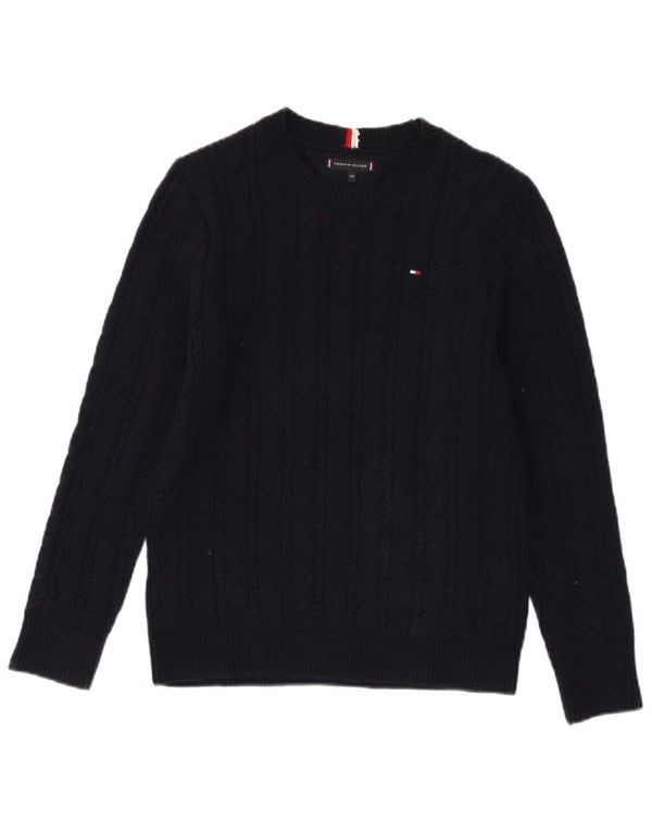 Maglione maglione con scollo a barca per ragazzi Tommy Hilfiger 13-14 anni in cotone blu navy