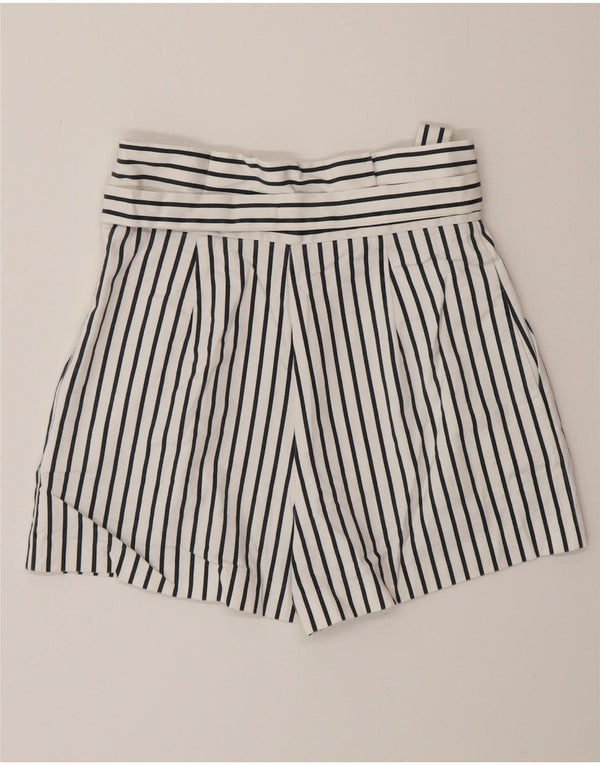 Pantaloncini chino a vita alta da donna Zara XS W24 cotone a righe bianche