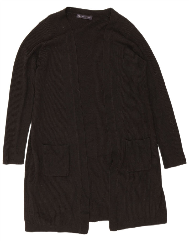 Maglione cardigan aperto lungo da donna Marks & Spencer UK 16 grande nero