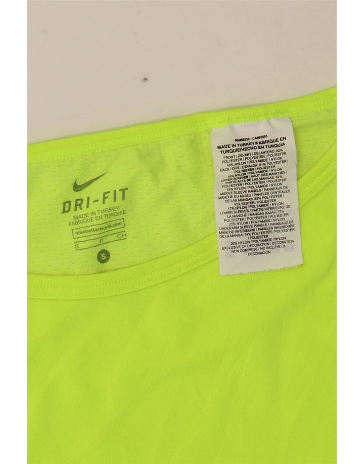 NIKE Top Dri Fit da donna a maniche lunghe UK 10 piccolo nylon giallo