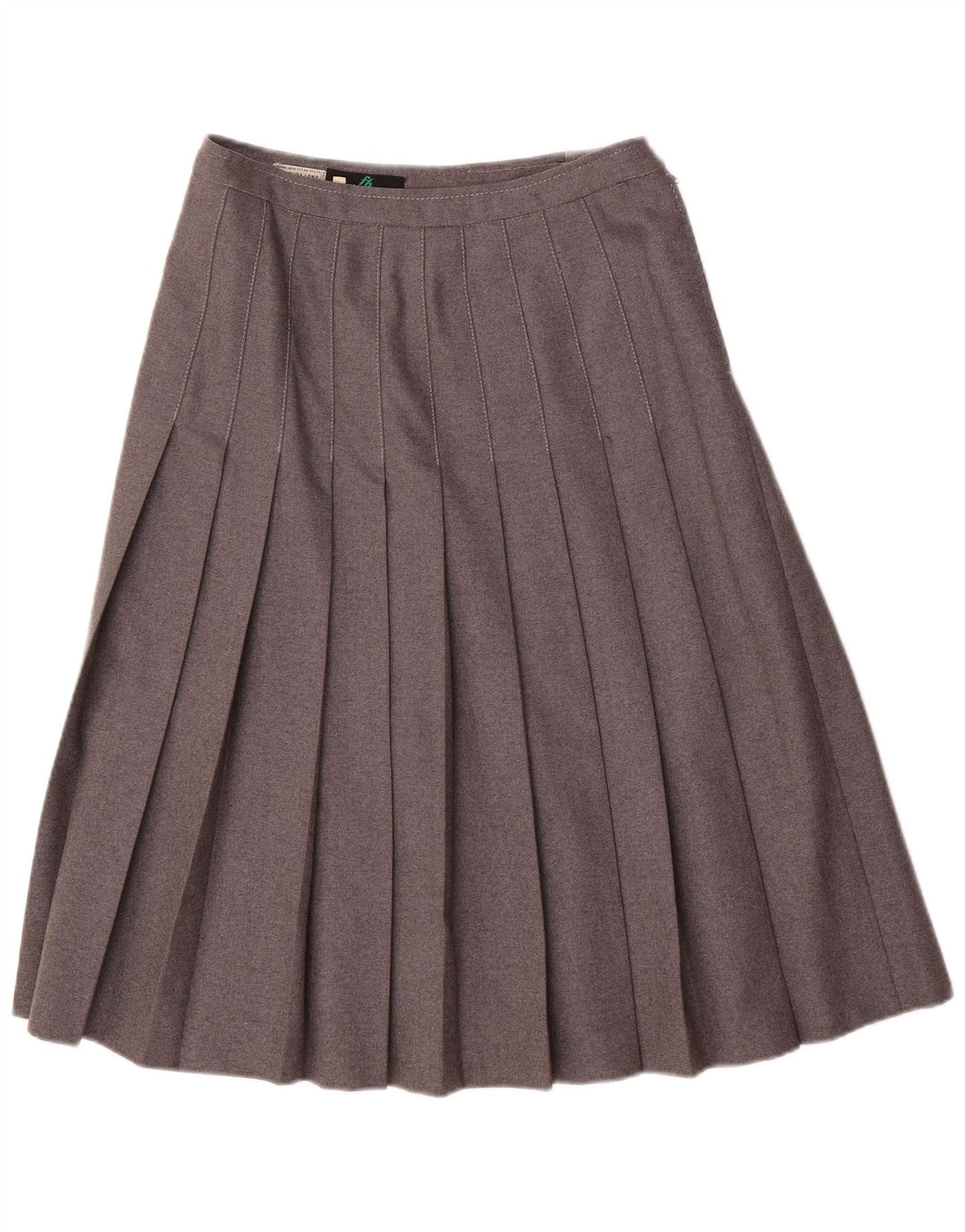 Gonna a pieghe vintage da donna IT 44 media W28 lana grigia
