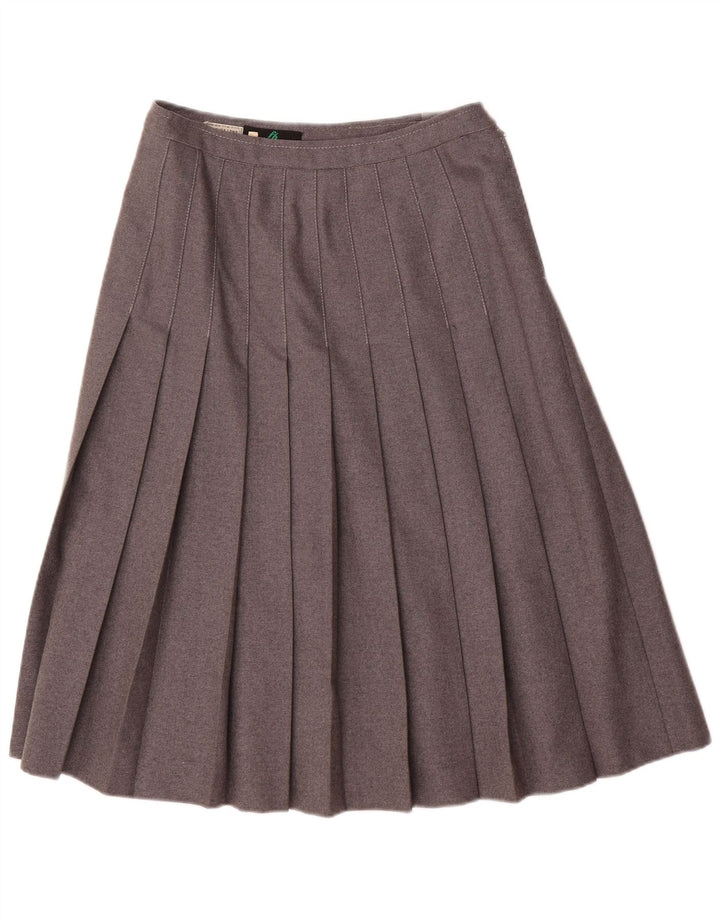 Gonna a pieghe vintage da donna IT 44 media W28 lana grigia