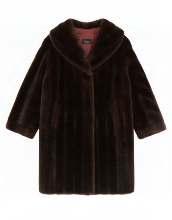 Soprabito aperto in pelliccia sintetica da donna Tissavel UK 14 Marrone medio