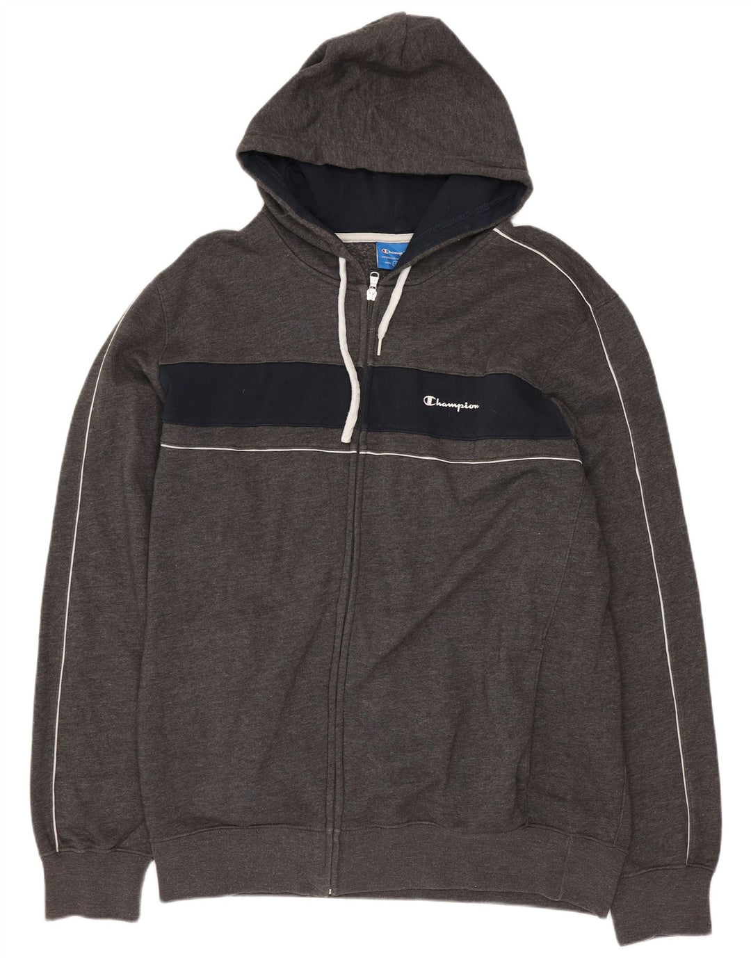Maglione con cappuccio e zip da uomo CHAMPION XL in cotone color block grigio