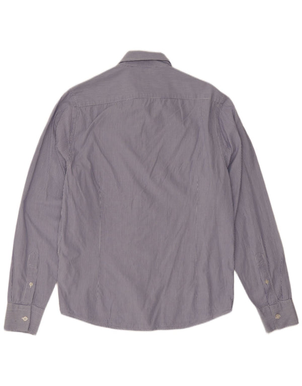 Camicia Uomo Rifle In Cotone Gessato Blu Medio
