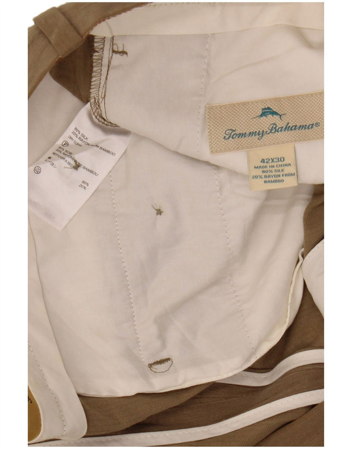 TOMMY BAHAMA Pantaloni chino con pegging da uomo W42 L30 Beige Seta