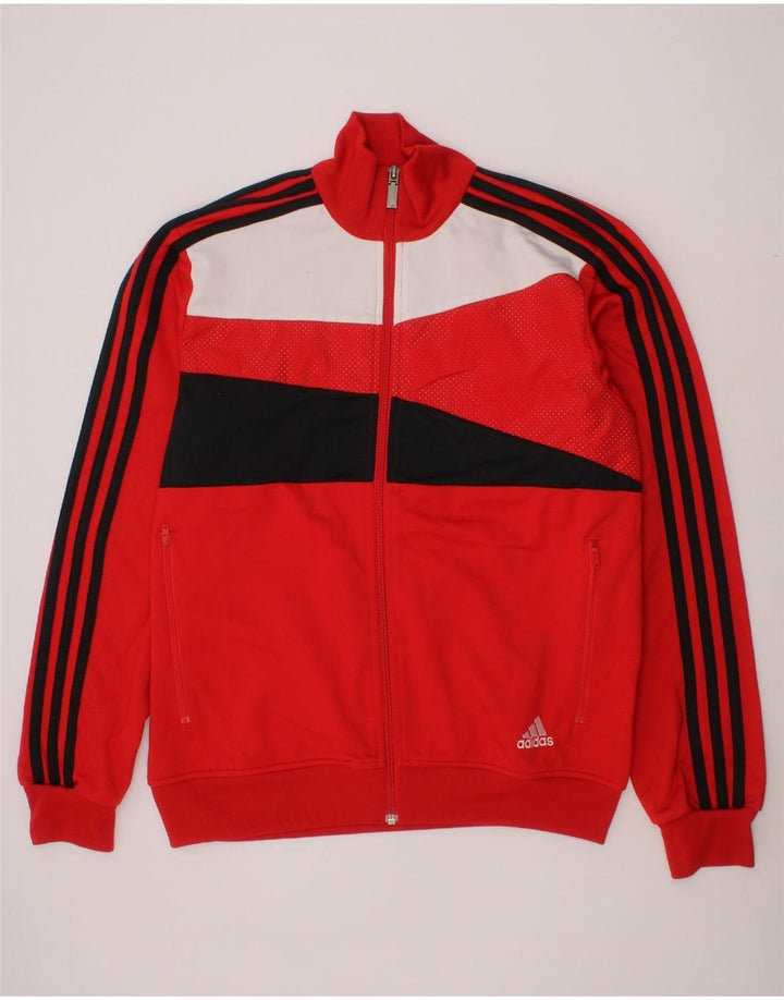 ADIDAS Boys Tracksuit Top Jacket 13-14 Years Red Colourblock Polyester Vintage Adidas and Second-Hand Adidas from Messina Hembry 