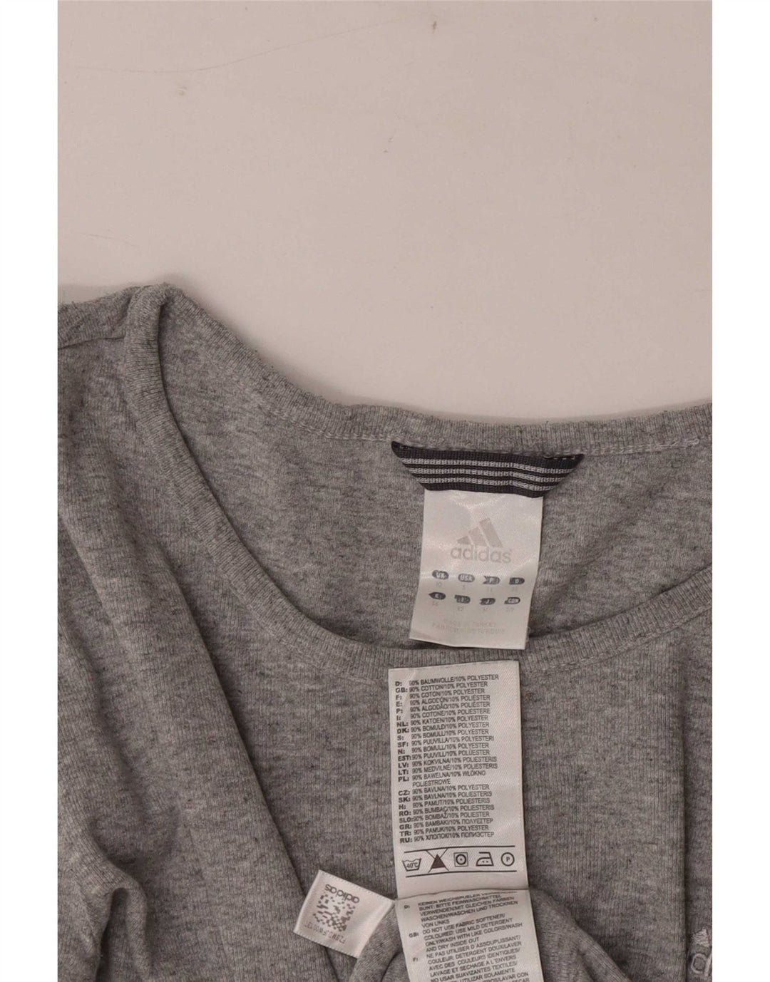 Top Adidas da donna a manica lunga UK 10 piccolo in cotone grigio