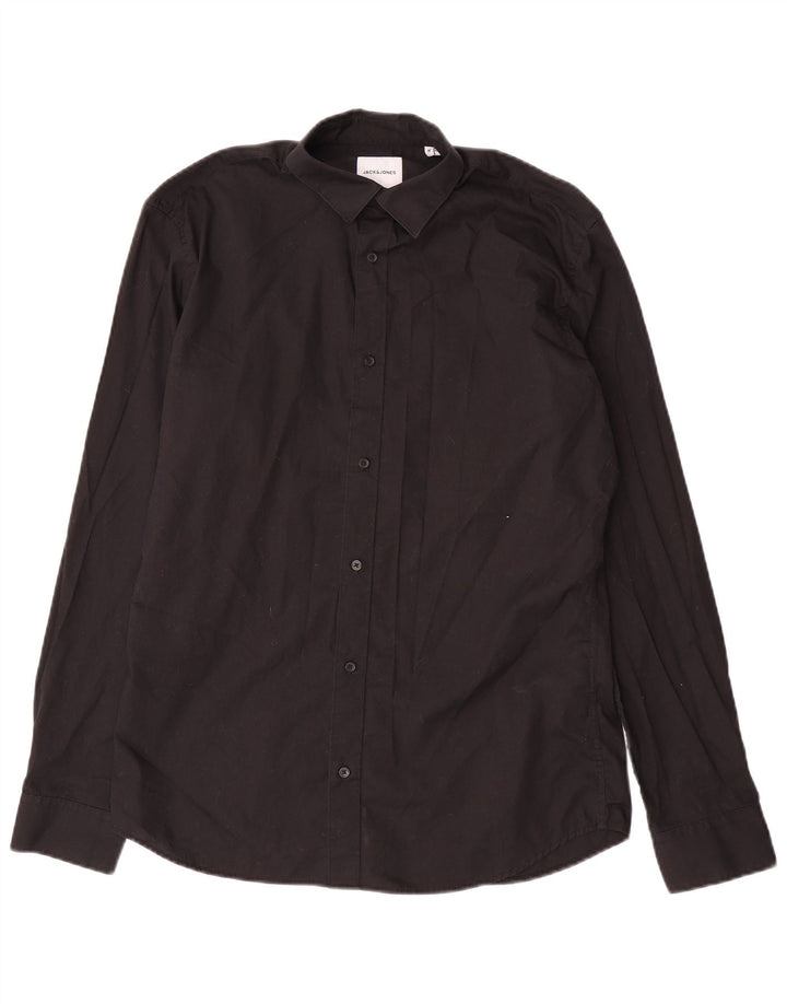 Camicia da uomo Jack & Jones in cotone nero medio