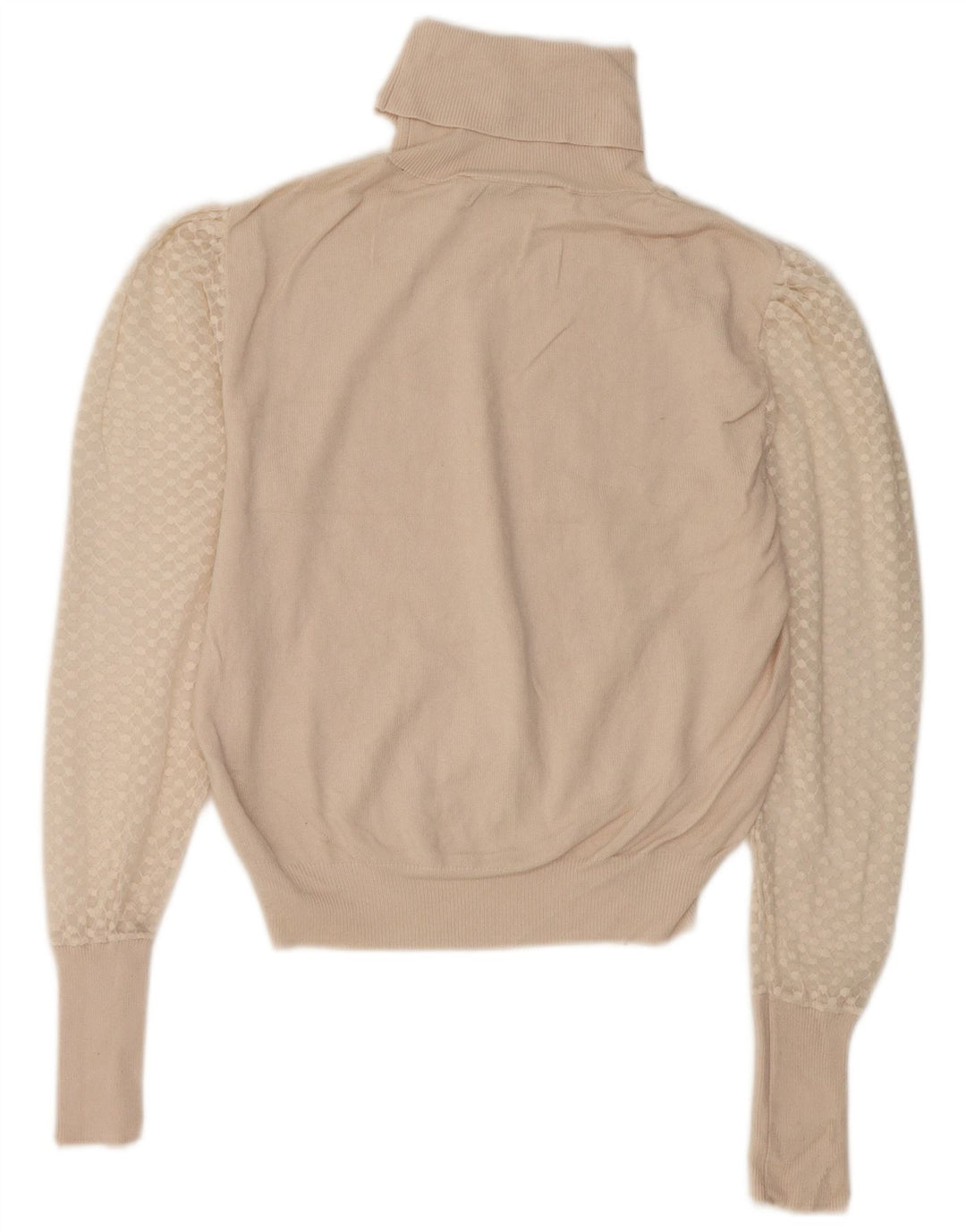 Maglione maglione a collo alto da donna Zara UK 12 cotone bianco sporco medio