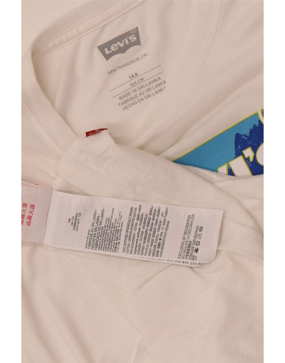 T-shirt grafica da ragazzo Levi's Top 13-14 anni in cotone bianco
