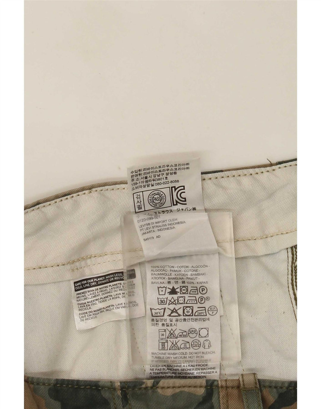 Pantaloncini cargo da uomo Levi's W40 XL in cotone mimetico kaki