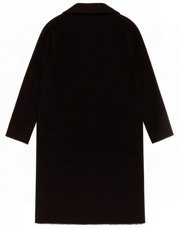 Cappotto oversize doppiopetto vintage da donna IT 50 XL Lana di alpaca nera
