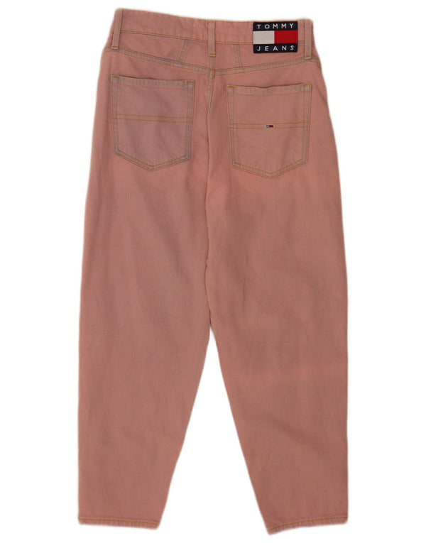 Jeans corti a vita alta da donna Tommy Hilfiger lavaggio acido W30 L23 cotone rosa