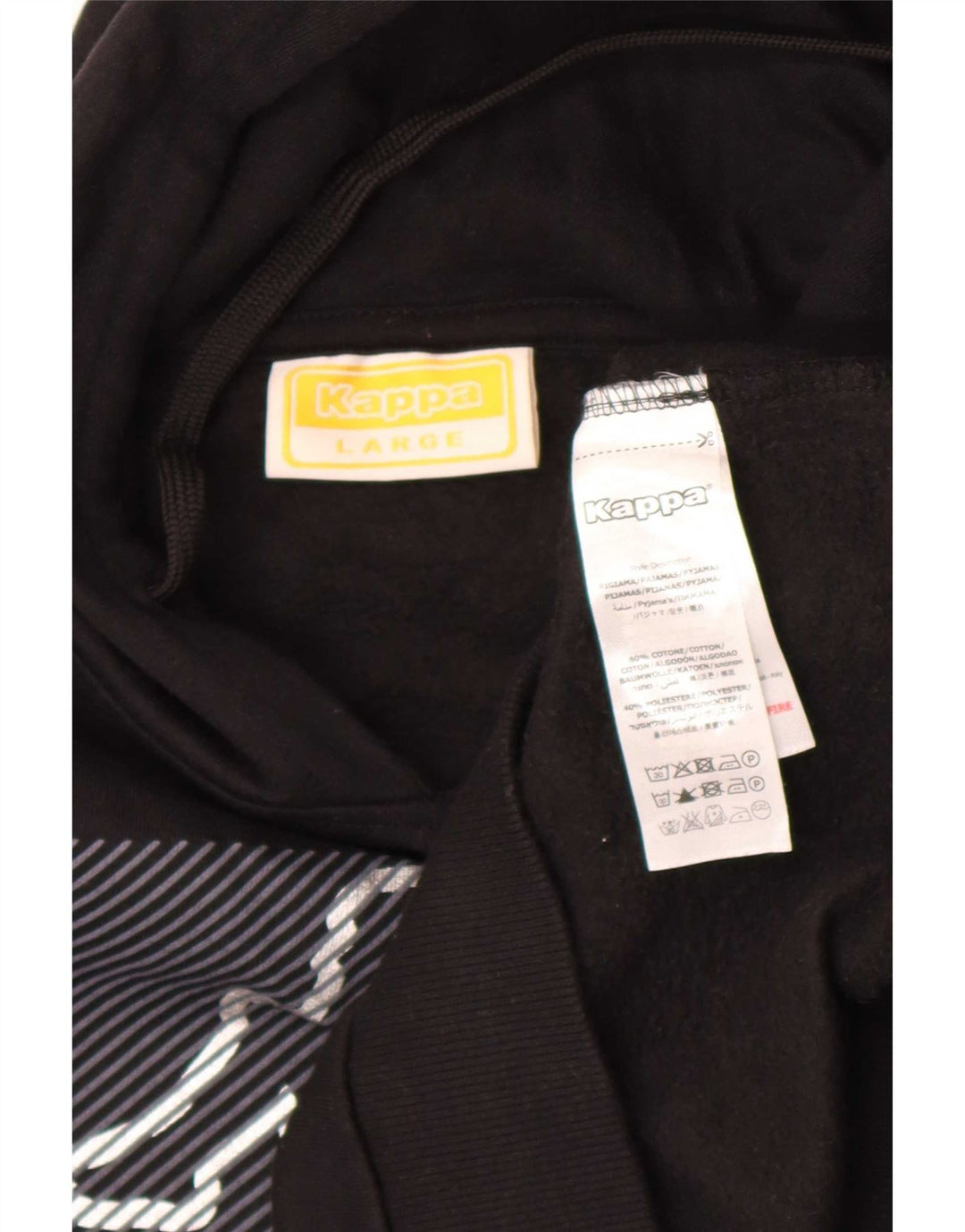 Felpa con cappuccio grafica da donna Kappa grande in cotone nero