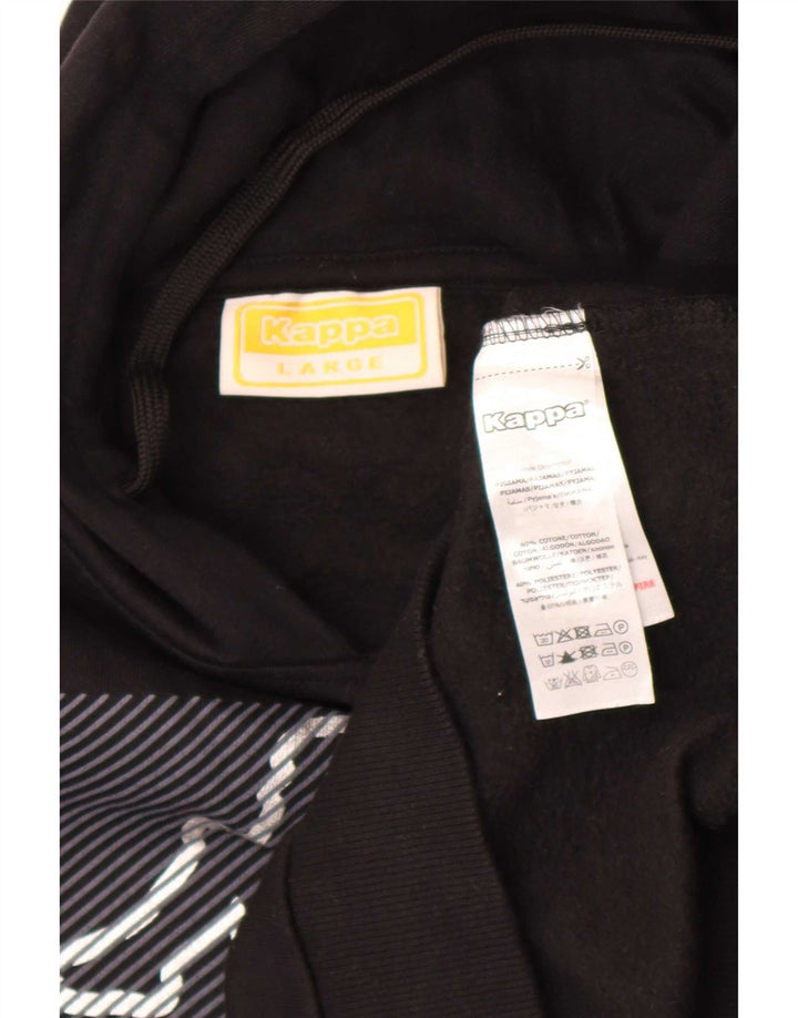 Felpa con cappuccio grafica da donna Kappa grande in cotone nero