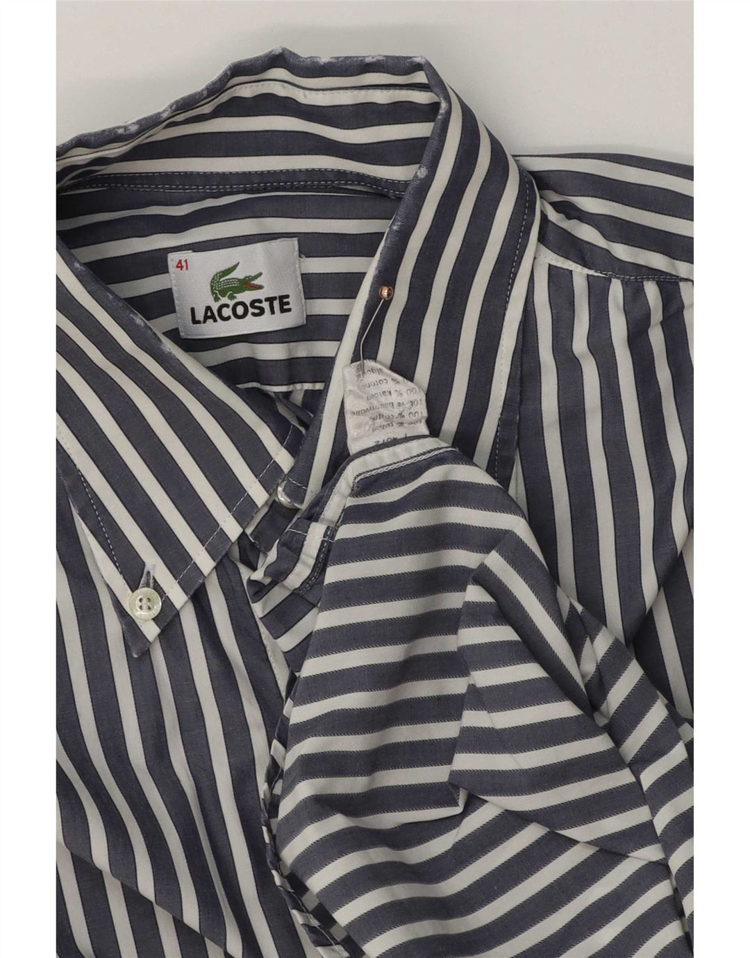 Camicia da uomo Lacoste taglia 41 cotone gessato medio blu navy