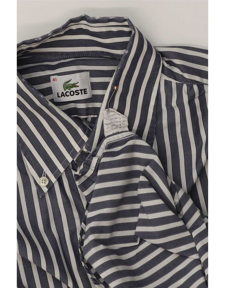 Camicia da uomo Lacoste taglia 41 cotone gessato medio blu navy